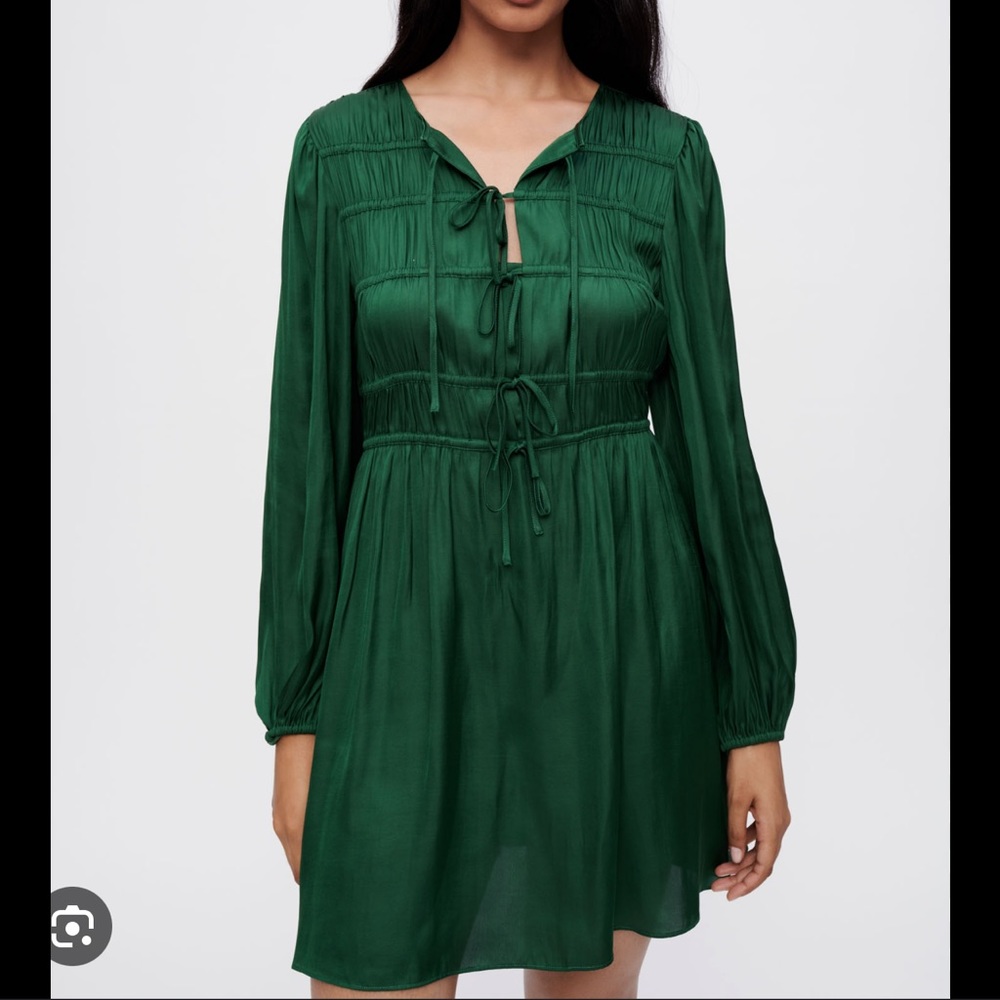 MAJE Rianna satin mini dress XL GREEN